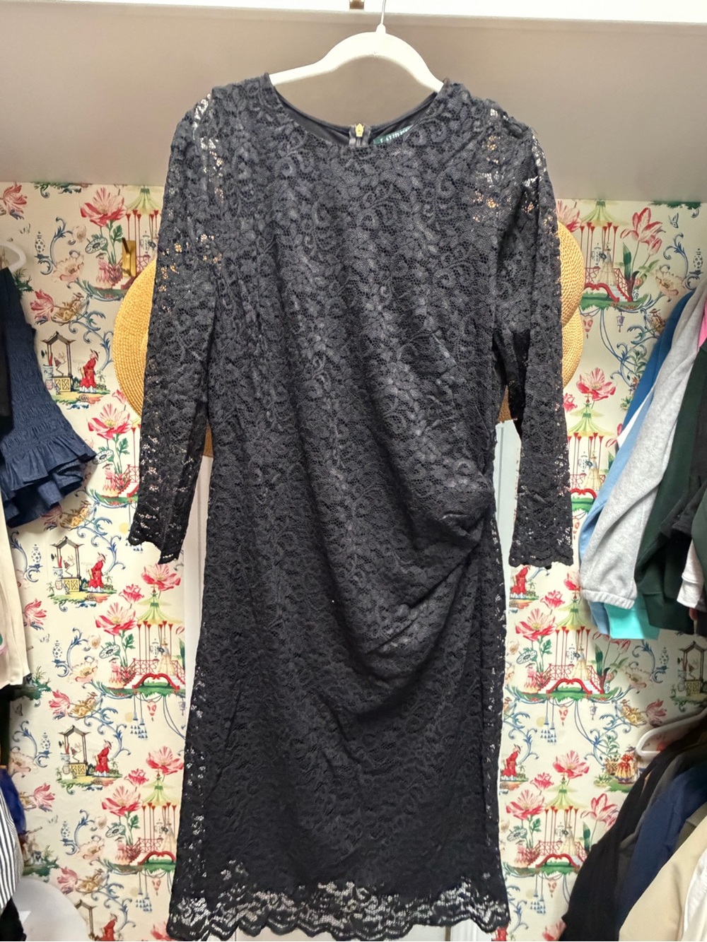 Ralph Lauren Black Lace Long Sleeve Sheath Dress